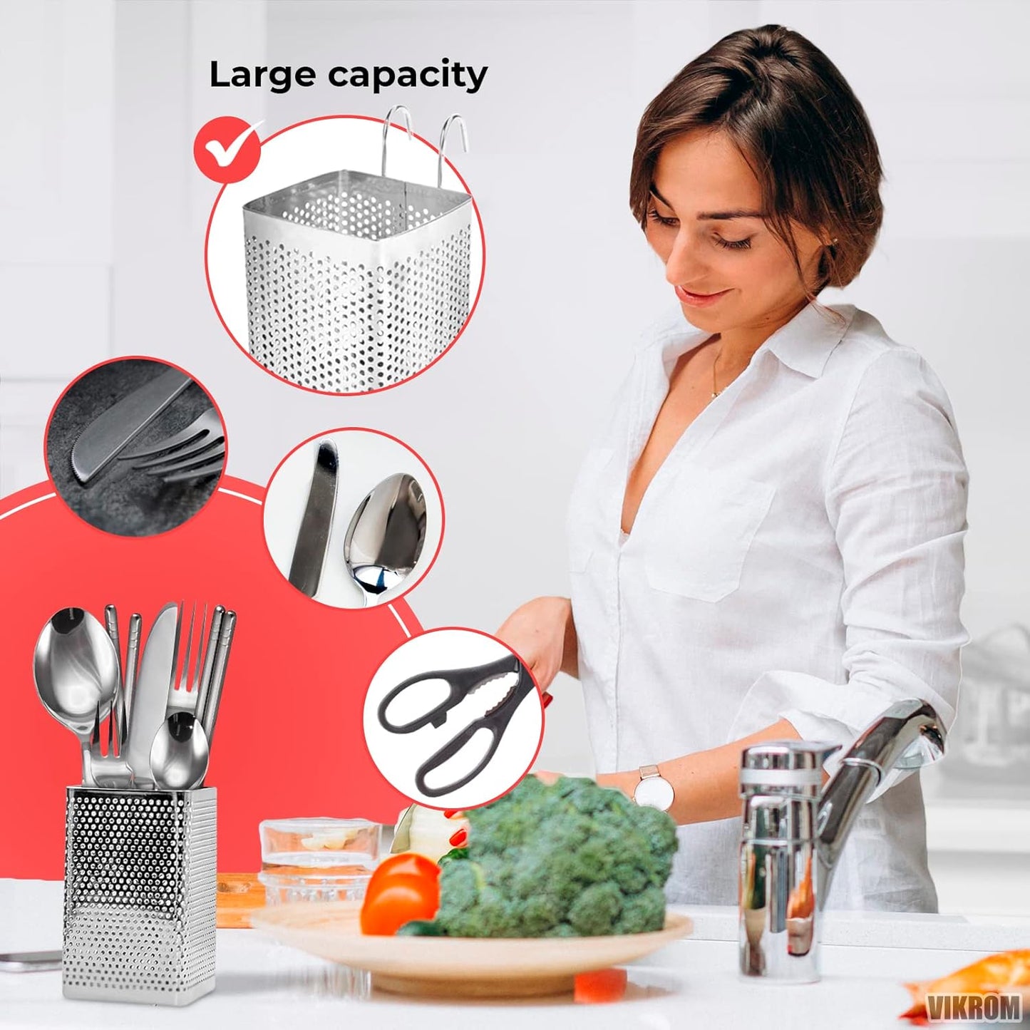 Stainless Steel Utensil Holder for Kitchen