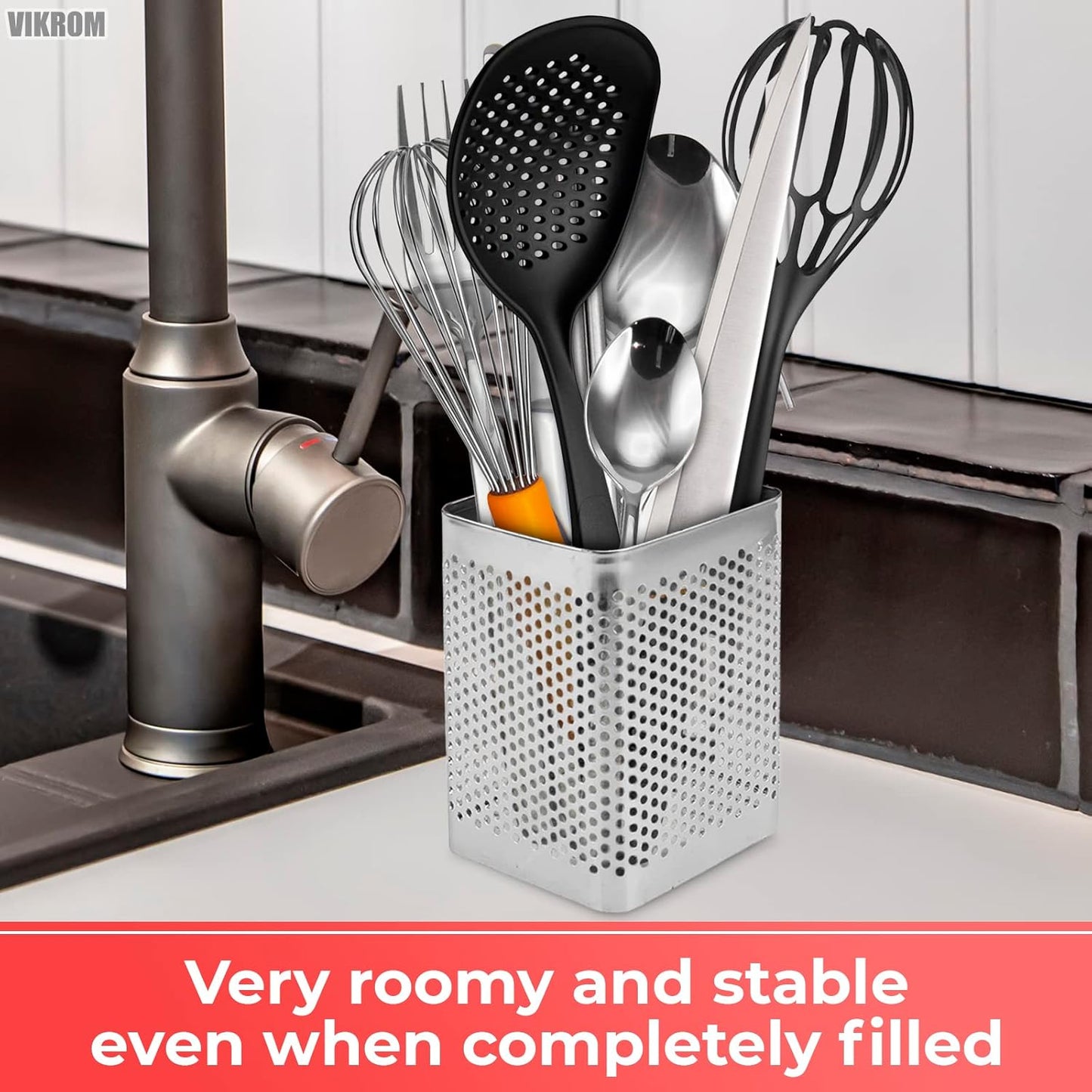 Stainless Steel Utensil Holder for Kitchen