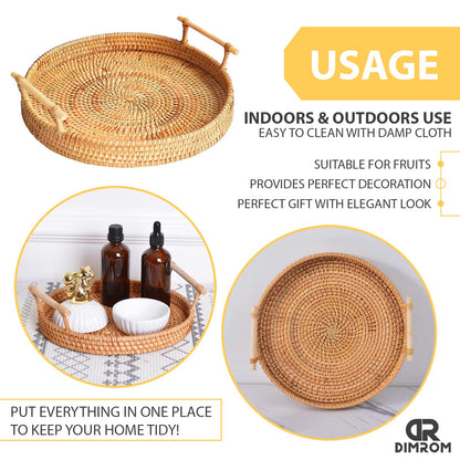 Round Serving Rattan Tray