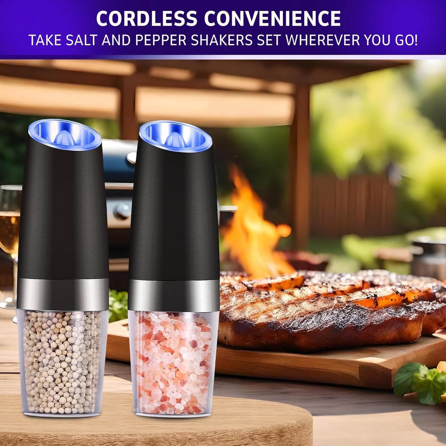 Electric Salt and Pepper Grinder Set