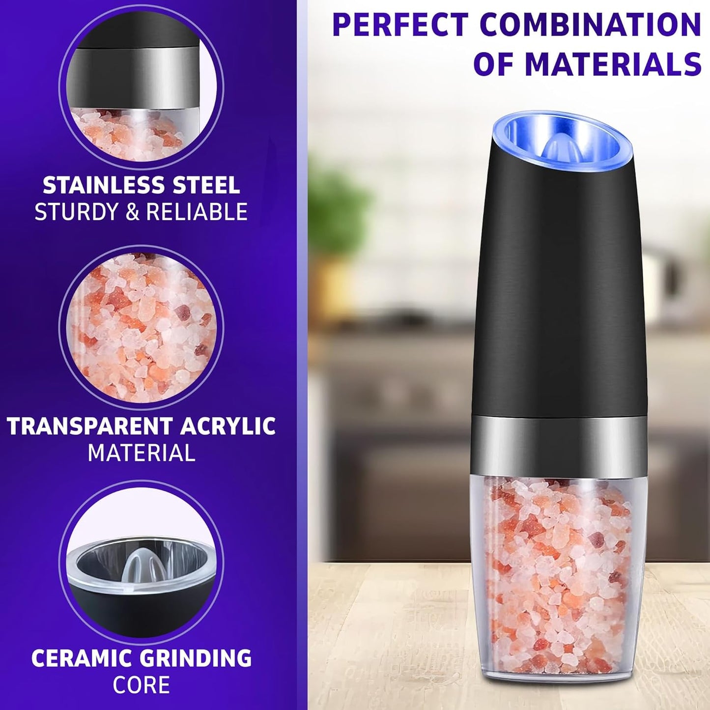 Electric Salt and Pepper Grinder Set