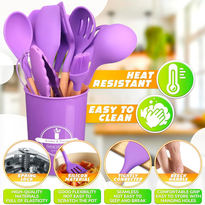 Silicone Purple Kitchen Utensils Set