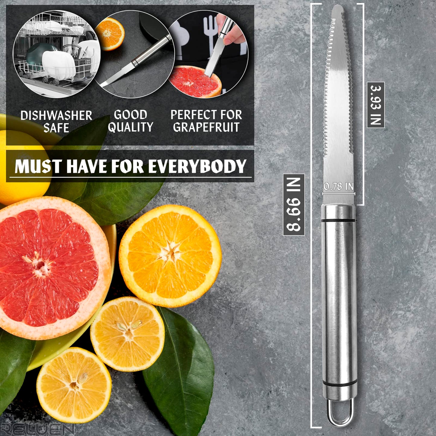 Stainless Steel Grapefruit Curved Knife