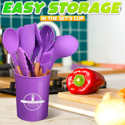 Silicone Purple Kitchen Utensils Set