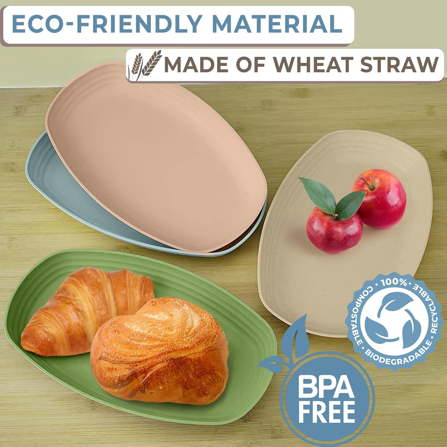 Wheat Straw Plates and Bowls Sets