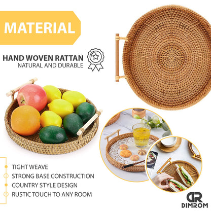 Round Serving Rattan Tray