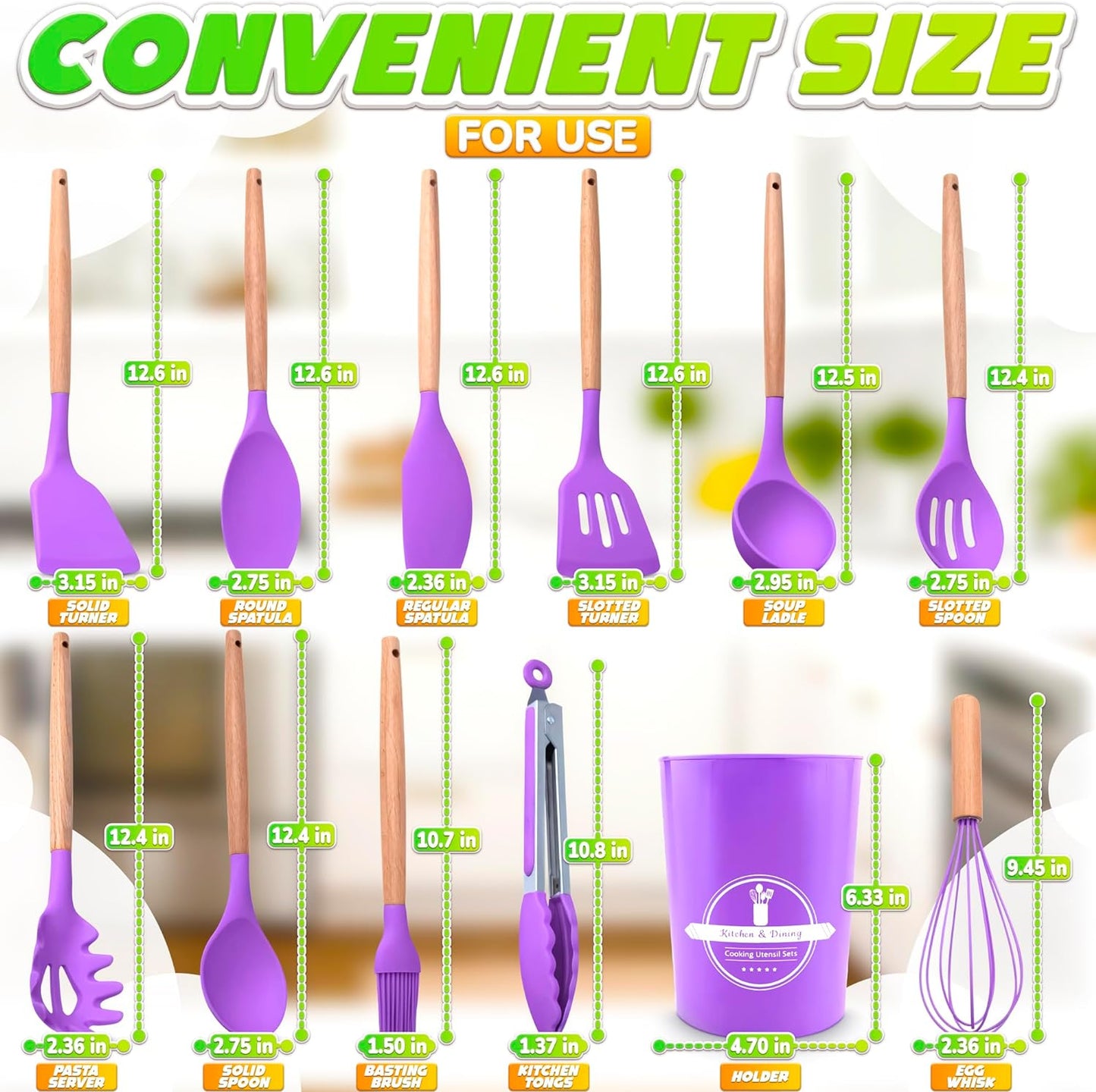 Silicone Purple Kitchen Utensils Set