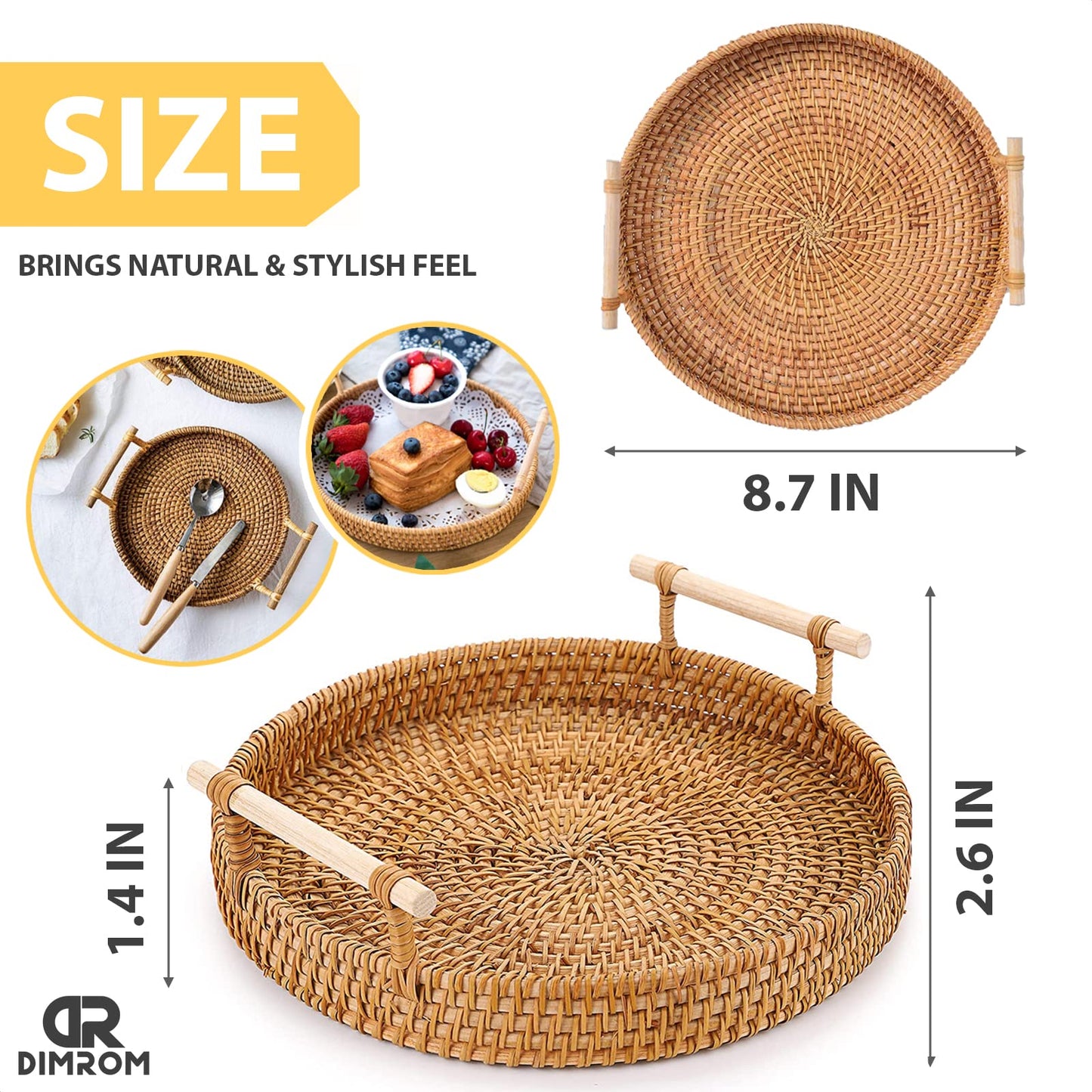 Round Serving Rattan Tray