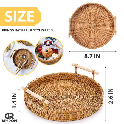 Round Serving Rattan Tray