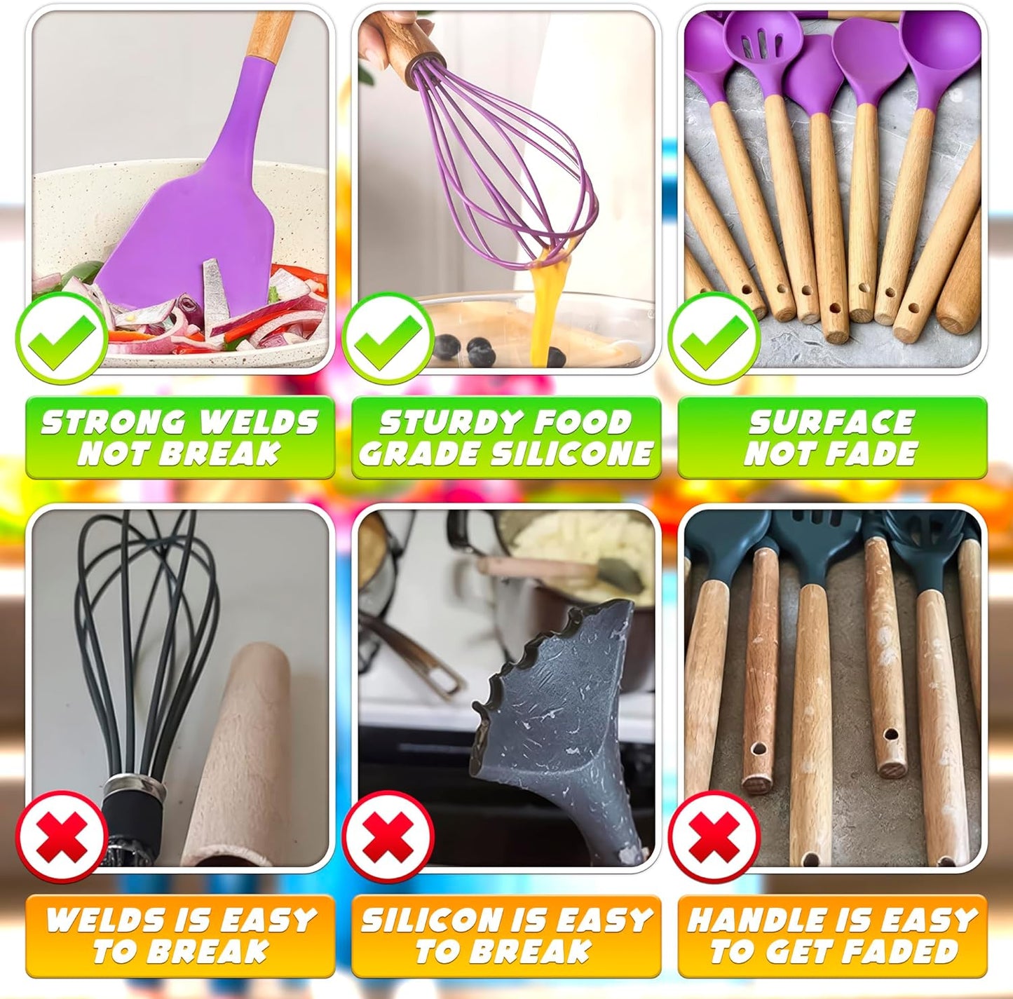 Silicone Purple Kitchen Utensils Set