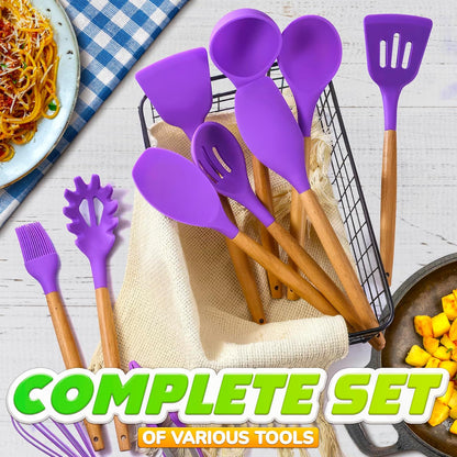 Silicone Purple Kitchen Utensils Set